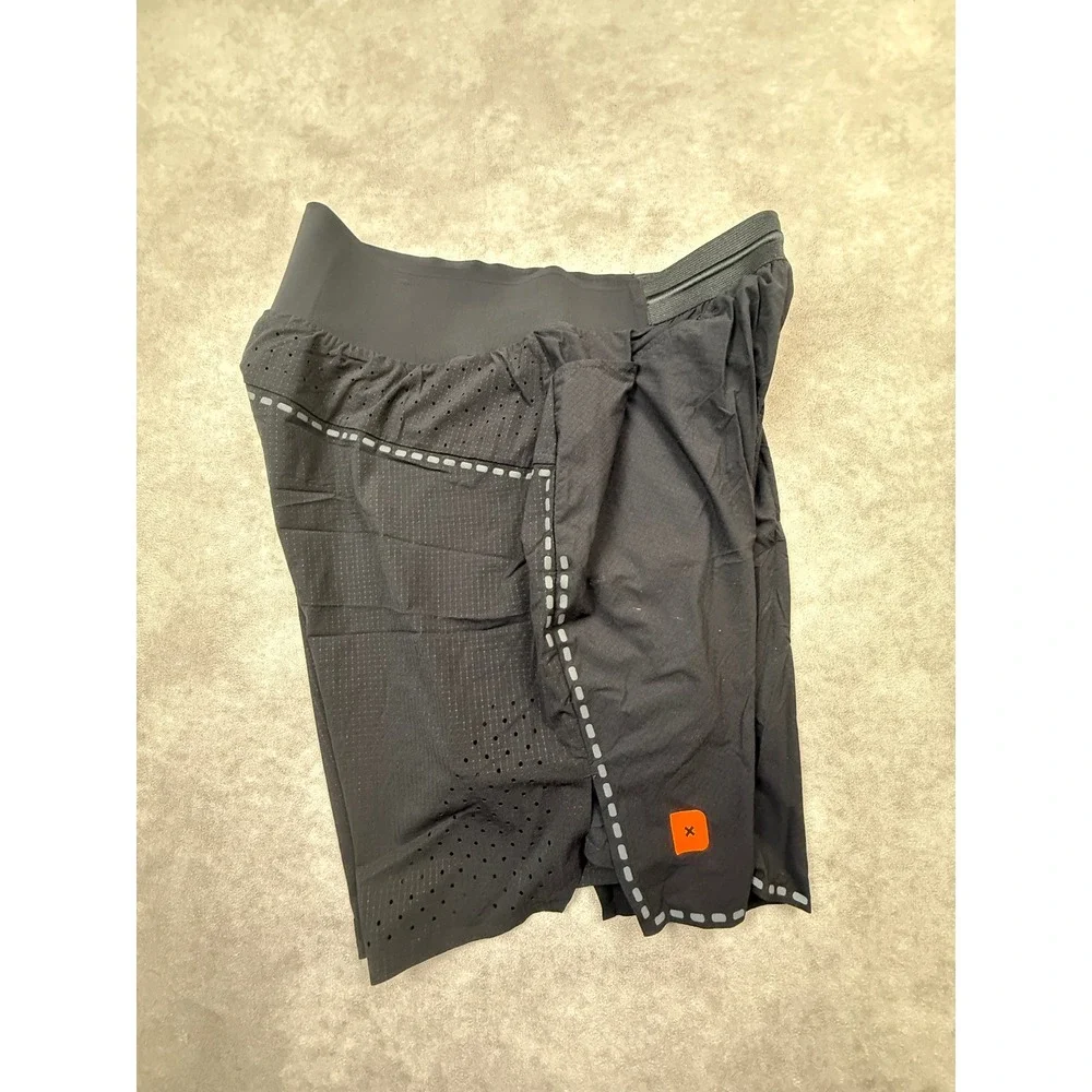 Deckers‎ X Lab Mens M 2-in-1 Running Shorts Black Reflective Pocket Performance